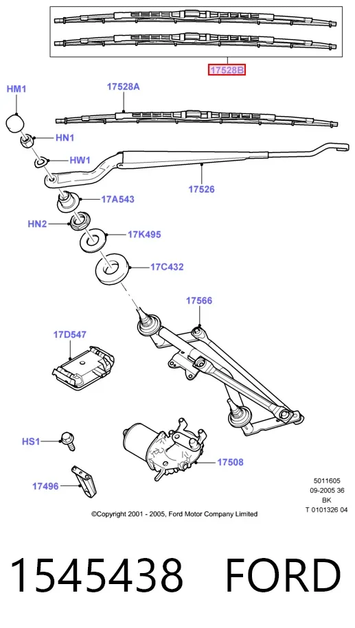 Limpiaparabrisas delanteras 1545438 Ford