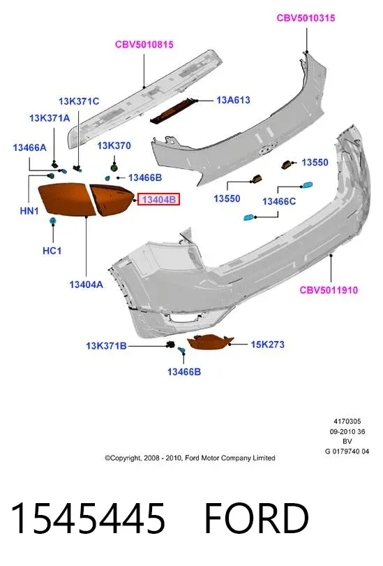 Piloto trasero interior izquierdo 1545445 Ford
