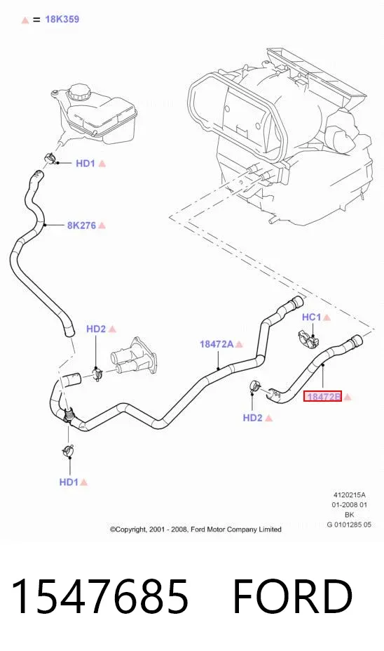 Manguera de calefacción, entrada 1547685 Ford