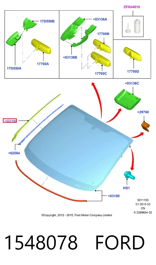 Moldura izquierda del parabrisas 1548078 Ford