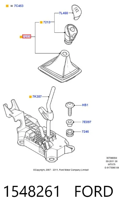 Perilla de la palanca de cambios FORD 1548261