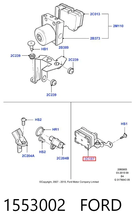 Sensor de aceleración longitudinal 1553002 Ford