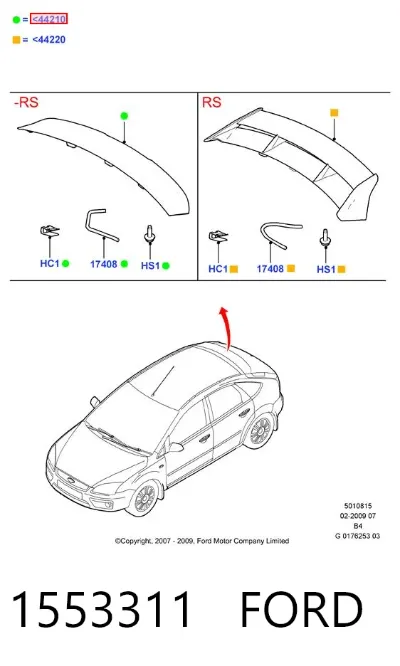 Alerón de puerta trasera FORD 1553311