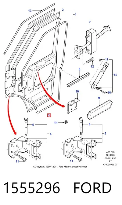 Junta de puerta delantera (en la carrocería) FORD 1555296