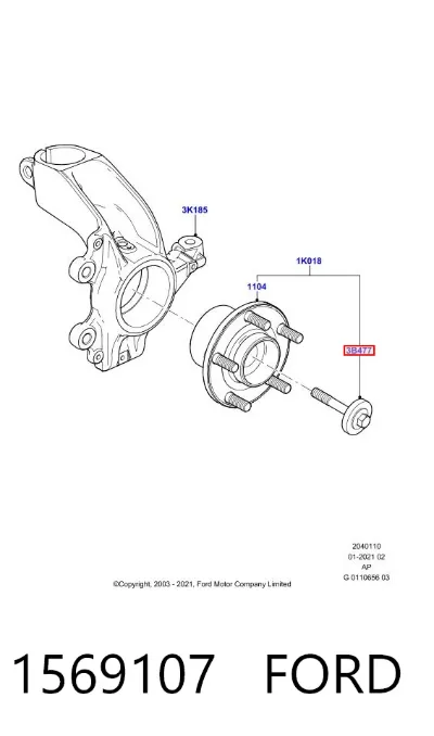 Perno de cubo FORD 1569107