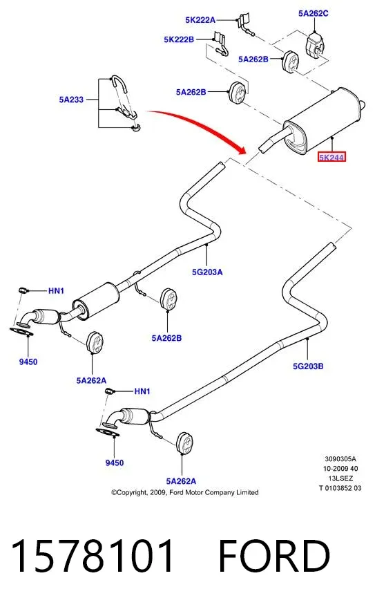 Silenciador trasero 1578101 Ford