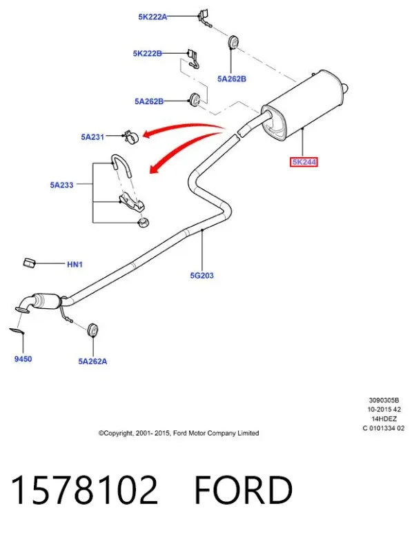 Silenciador trasero 1578102 Ford
