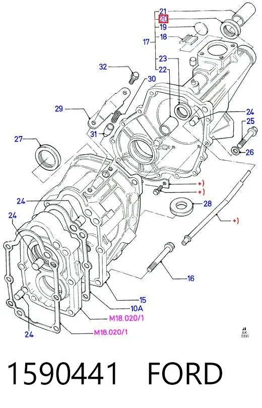 Retén del eje secundario de la transmisión 1590441 Ford