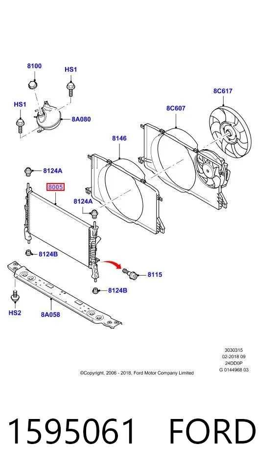 Radiador 1595061 Ford