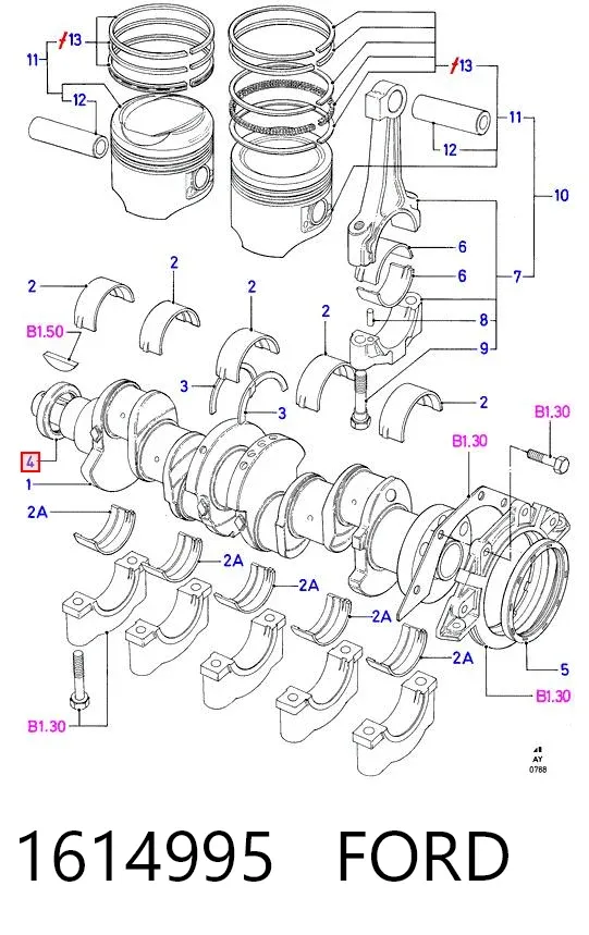 Retén de cigüeñal frontal 1614995 Ford