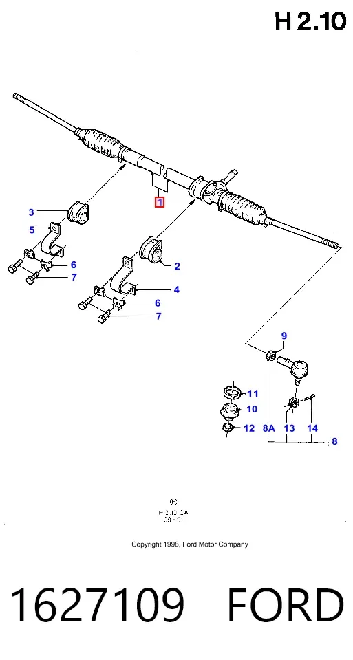 Cremallera de dirección 1627109 Ford