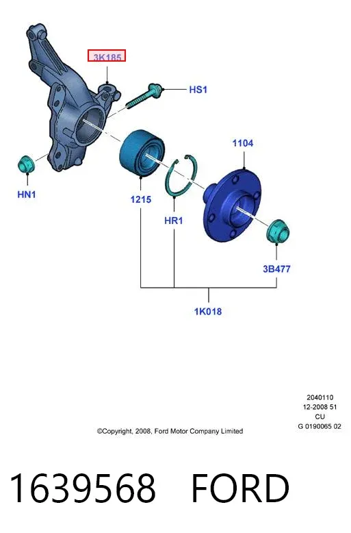 Mangueta delantera izquierda 1639568 Ford