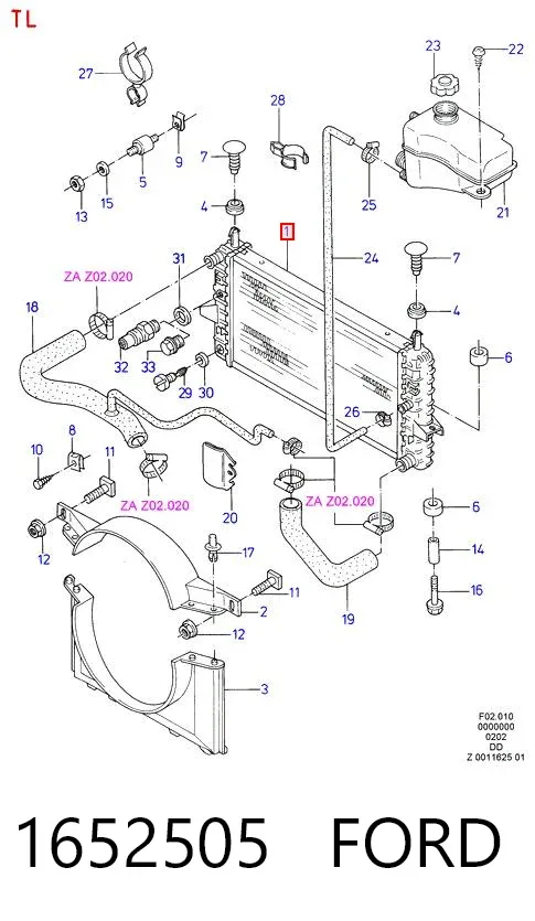 Radiador 1652505 Ford