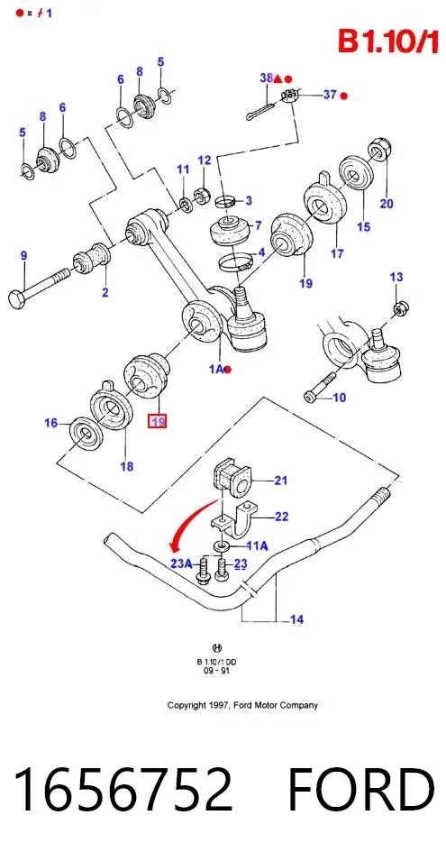 Silentblock del brazo de suspensión 1656752 Ford