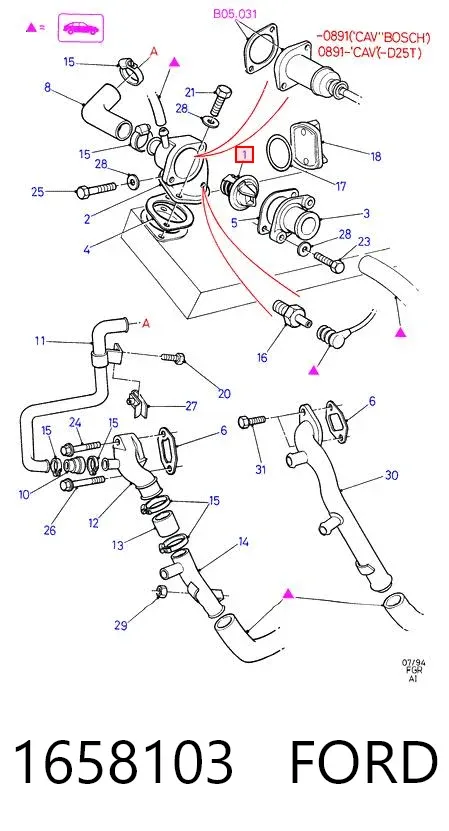 Termostato 1658103 Ford