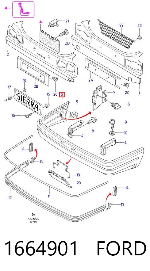 Parachoques trasero Ford Sierra II