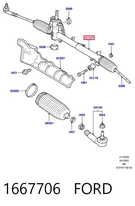 Cremallera de dirección 1667706 Ford