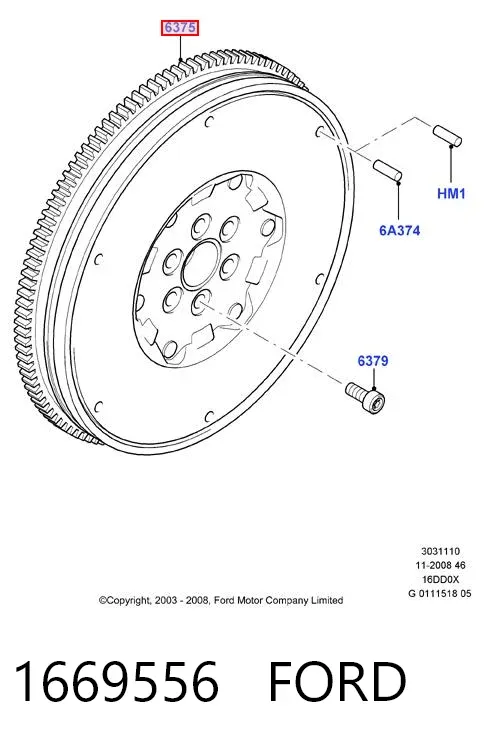 Volante motor 1669556 Ford