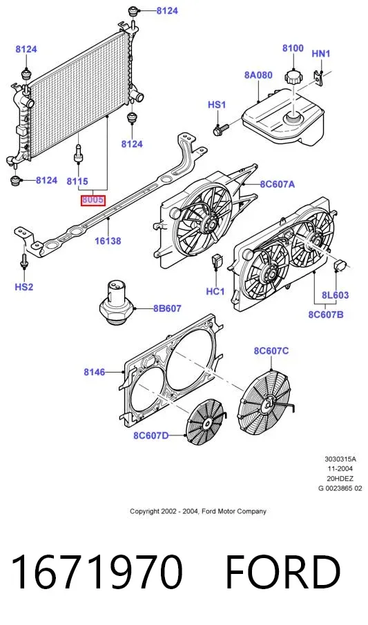 Radiador 1671970 Ford
