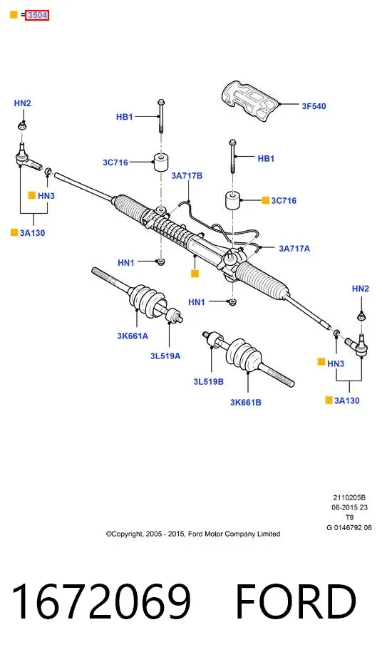 Cremallera de dirección 1672069 Ford