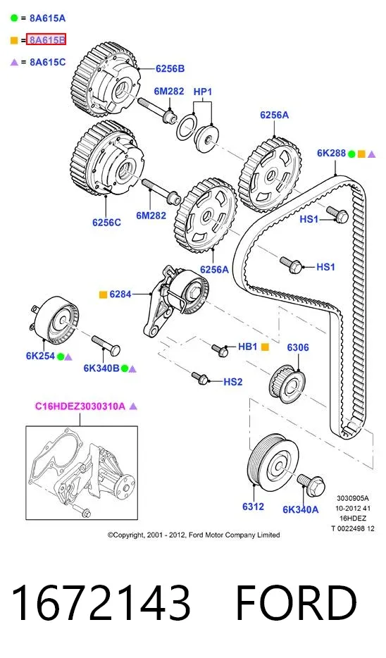 Kit de distribución 1672143 Ford