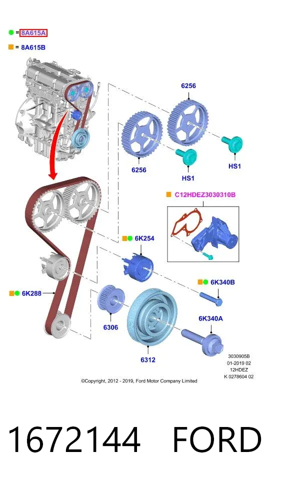 Kit de distribución 1672144 Ford