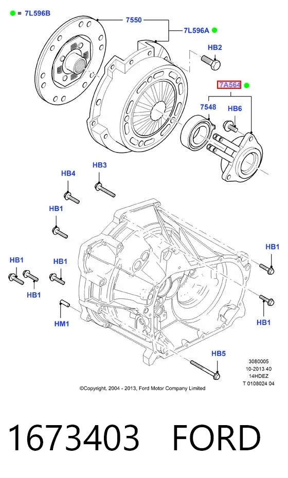 Desembrague central, embrague 1673403 Ford