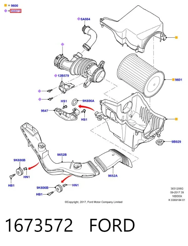 Tubo de admisión de aire al turbocompresor 1673572 Ford