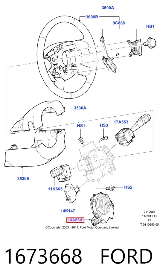 Anillo AIRBAG 1673668 Ford