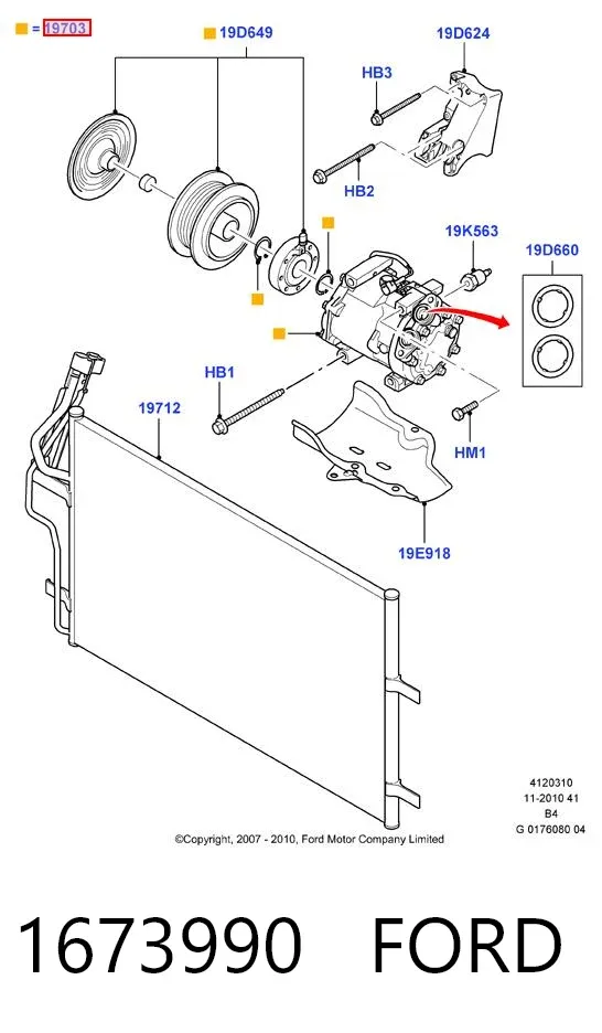 Compresor de aire acondicionado 1673990 Ford