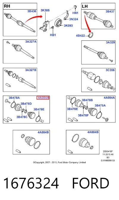 Fuelle exterior derecho de junta homocinética FORD 1676324