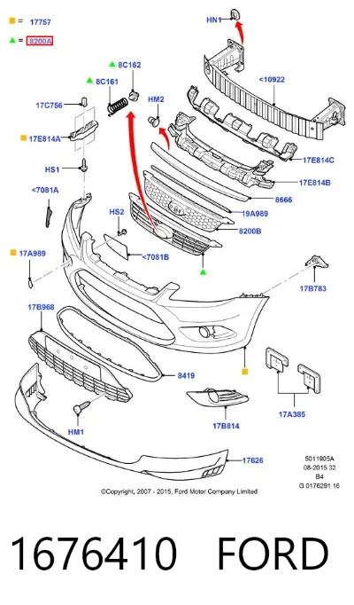 Parrilla del radiador FORD 1676410