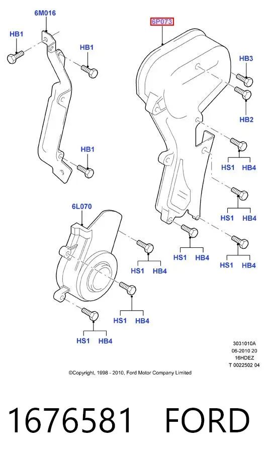 Cubierta de correa de distribución 1676581 Ford