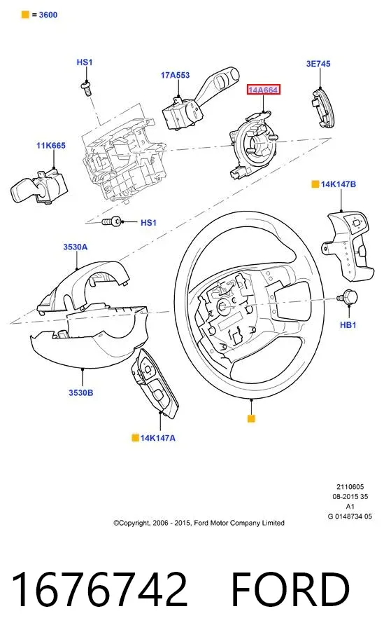 Anillo AIRBAG 1676742 Ford