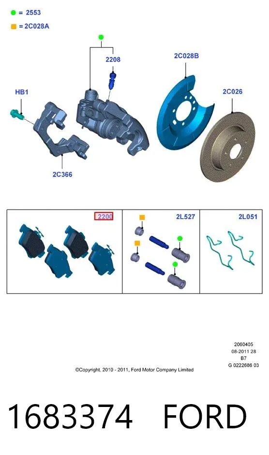 Pastillas de freno traseras 1683374 Ford