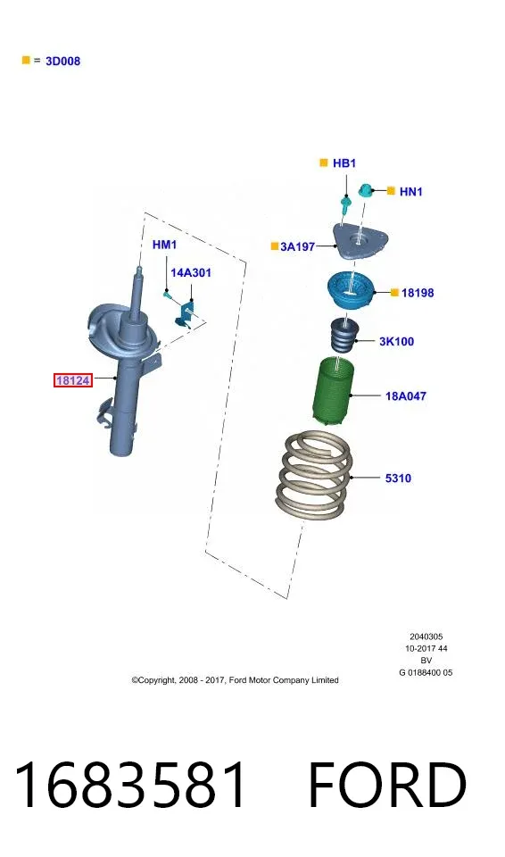 Amortiguador delantero izquierdo 1683581 Ford