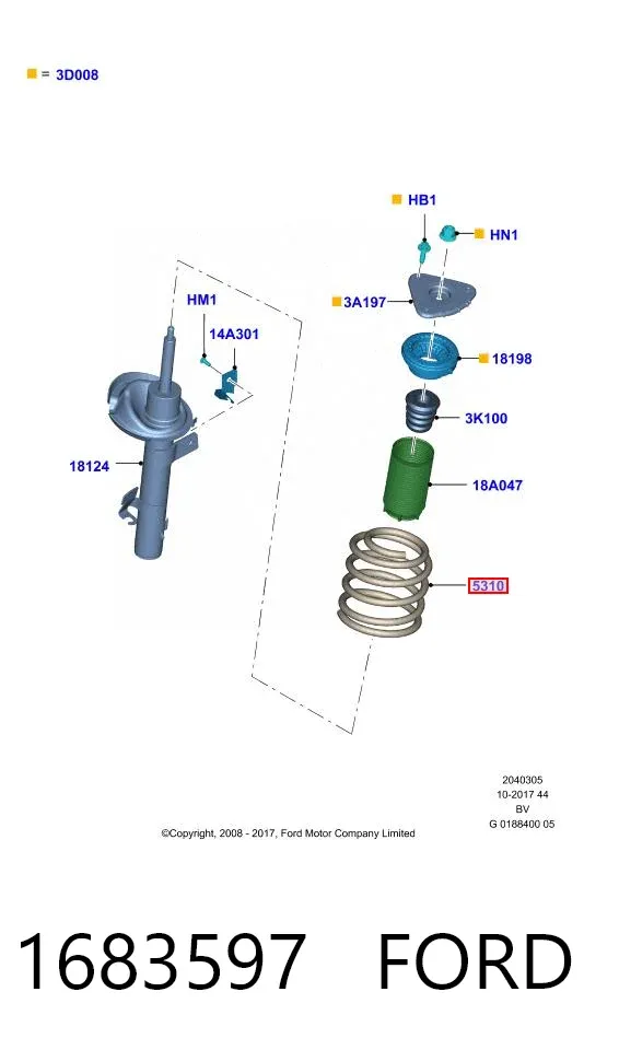 Muelle delantero 1683597 Ford