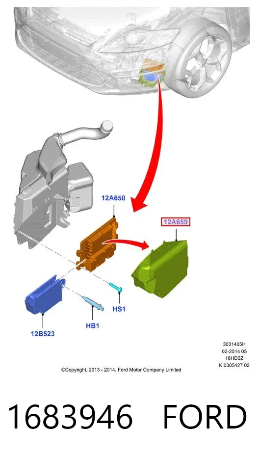 Carcasa de la caja de fusibles 1683946 Ford