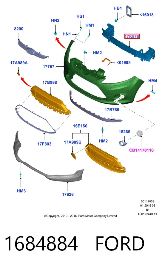 Paragolpes 1684884 Ford