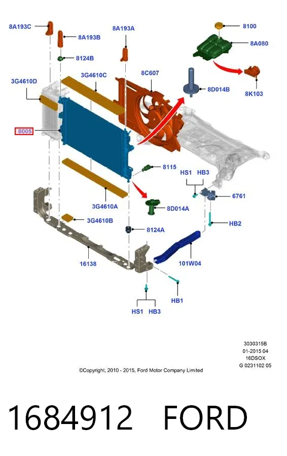 Radiador 1684912 Ford