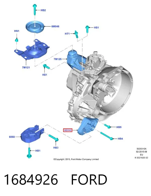 Soporte de cojín de la caja de cambios 1684926 Ford