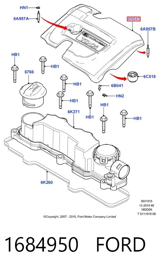 Tapa motor 1684950 Ford