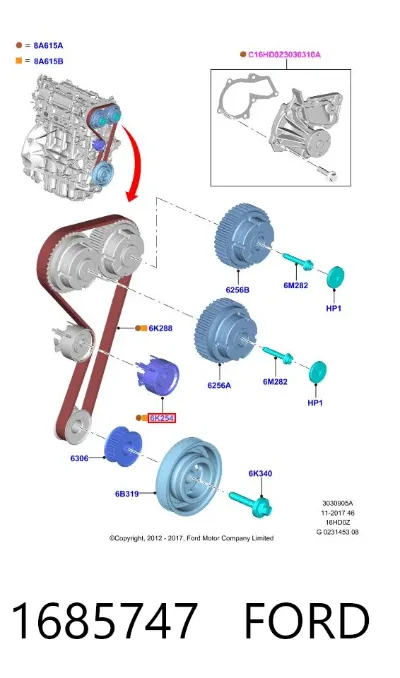 Rodillo tensor de la correa de distribución FORD 1685747