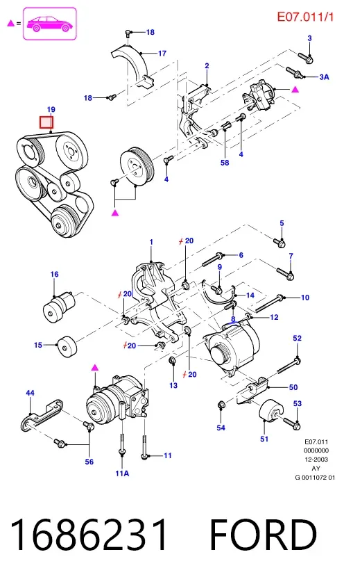 Correa de alternador 1686231 Ford