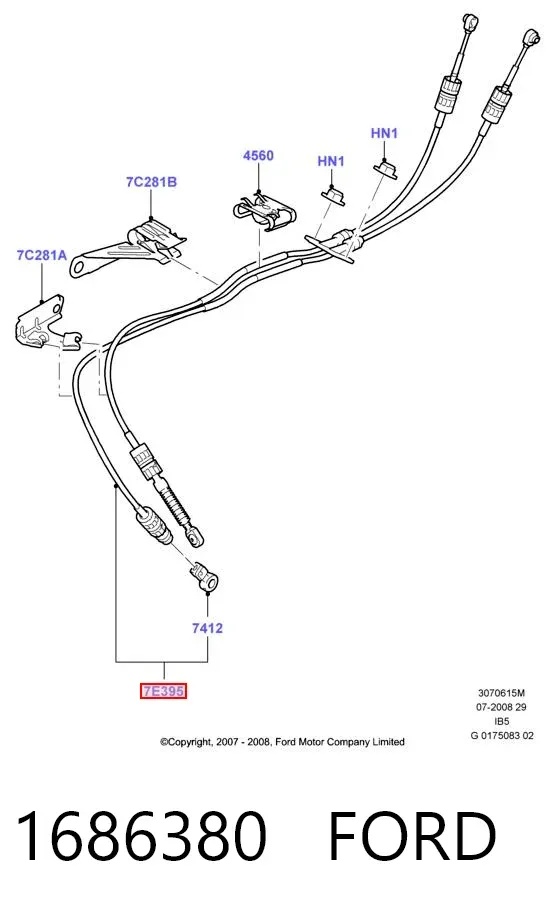 Cables de caja de cambios 1686380 Ford