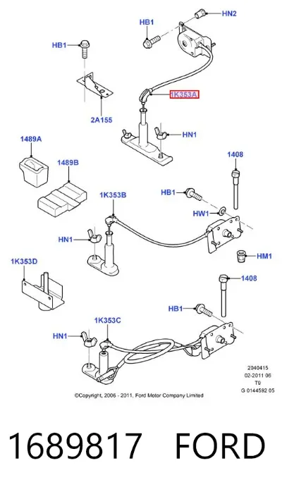 Cabrestante de rueda de repuesto FORD 1689817