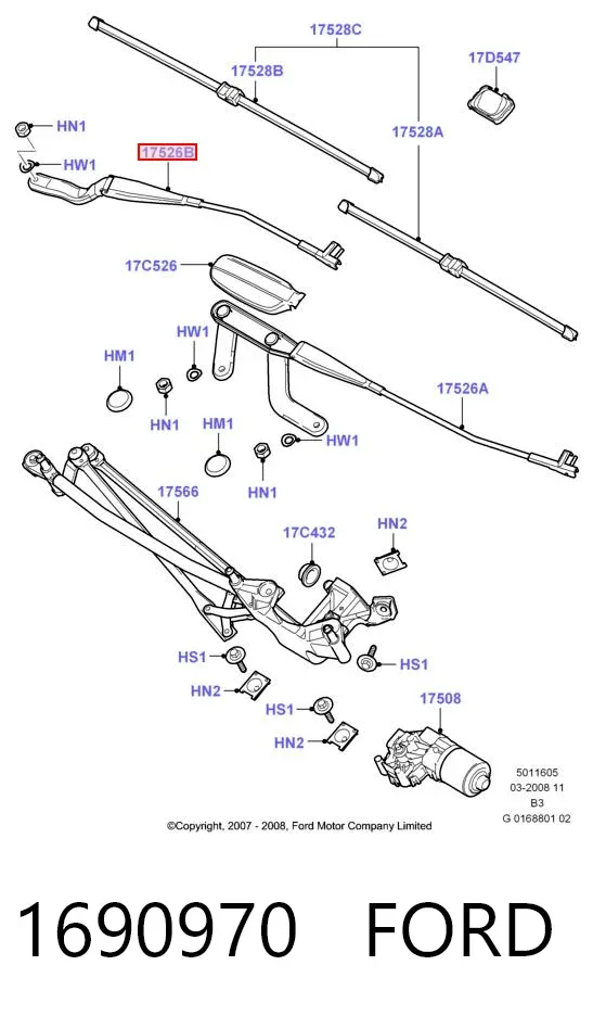 Brazo del limpiaparabrisas Ford C-Max DM2