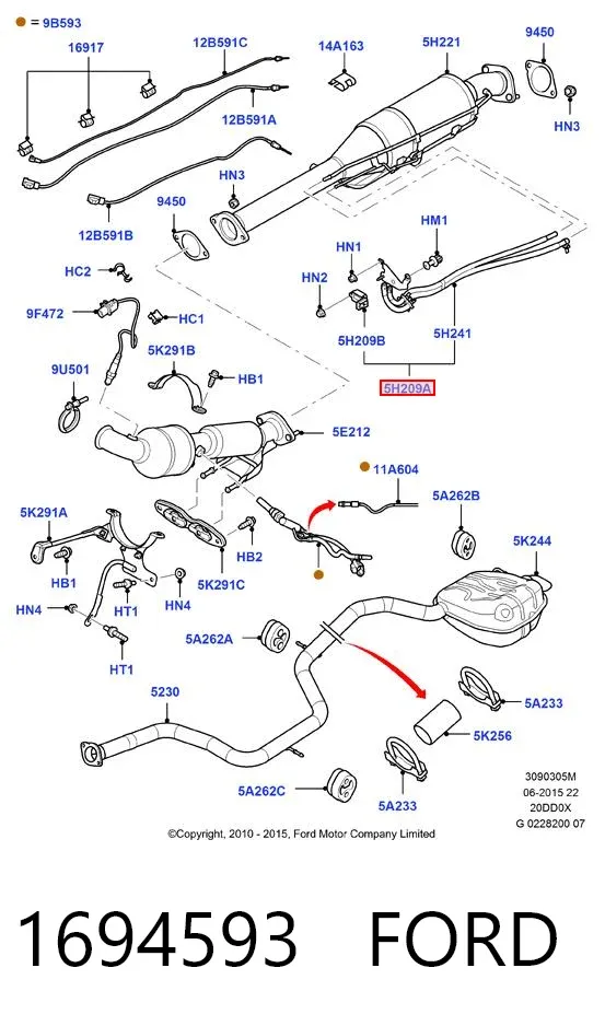 Sensor de presion gases de escape 1694593 Ford