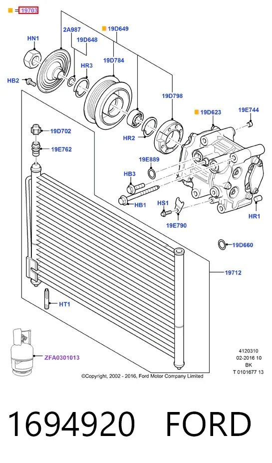 Compresor de aire acondicionado 1694920 Ford