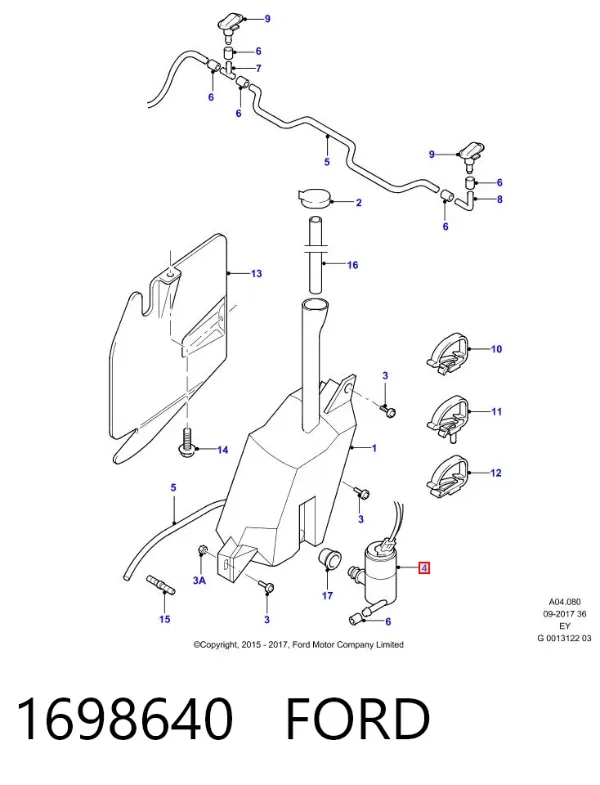 Bomba-motor de limpiaparabrisas delantero/trasero 1698640 Ford